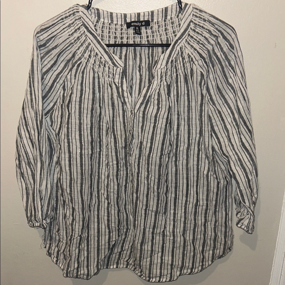 Striped Women's Blouse - Black and White